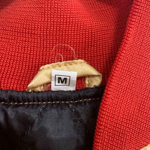 San Francisco 49ers Gold Satin Varsity Jacket with Red and White Trim - Picture 6 of 6